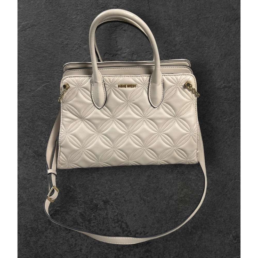 Nine West Women's Satchel Shoulder Bag Handbag Baby Pink Quilted Crossbody